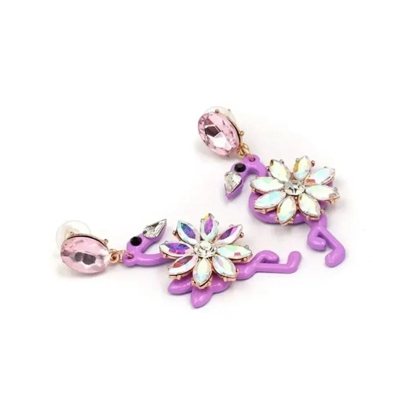 NEW! Dainty “Fla-Mingle” Crystal Drop Earrings 🦩 - Picture 3 of 5